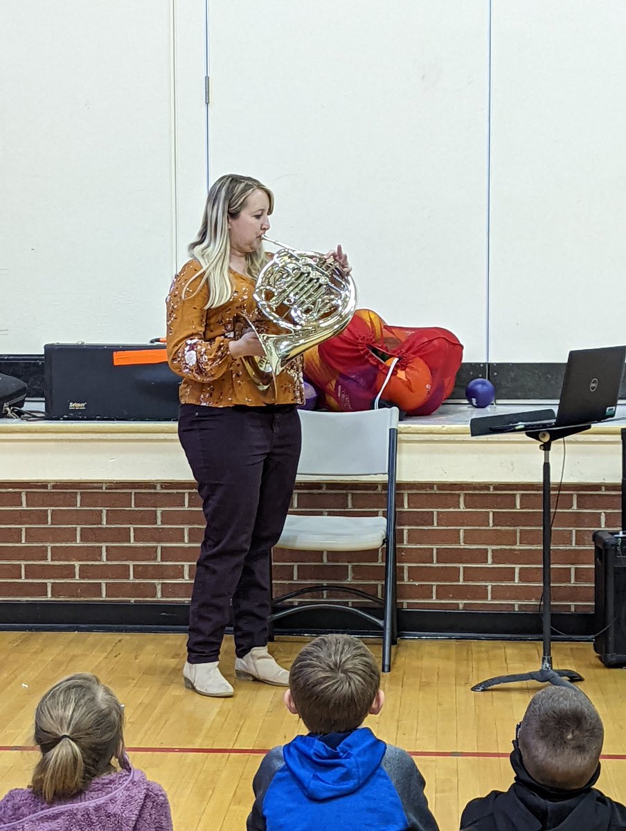 Our own Ms. Lauren came to talk to our 2nd graders about the French Horn since we are covering the Instruments of the Orchestra! We are so blessed to have a staff that not only supports the arts but also takes time out of their day to show off their skills.