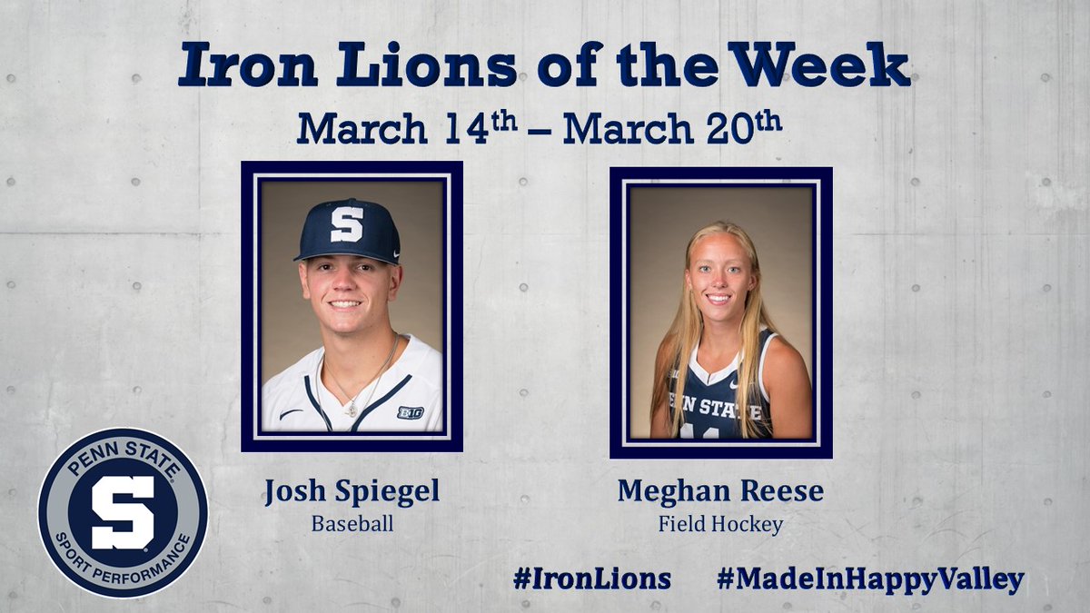PSUPerformance's tweet photo. Congratulations to our #IronLions of the Week! Coming back from Spring Break on a mission was @PennStateBASE Josh Spiegel and @PennStateFH Meghan Reese! #MadeInHappyValley https://t.co/TW3glbxyPr