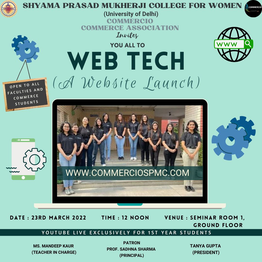 commercio_spmc's tweet photo. Greetings! 🌸
 Commercio, Commerce Association of SPMC, DU invites you all to "Web Tech" the launch of Commercio's website 'https://t.co/pb41IgVDML'.
Details are as follows: 
*Date*: 23rd March, 2022
*Time*: 11:30 am onwards
*Venue*: Seminar Room 1 Ground Floor and YouTube Live https://t.co/8hGmeCPidi