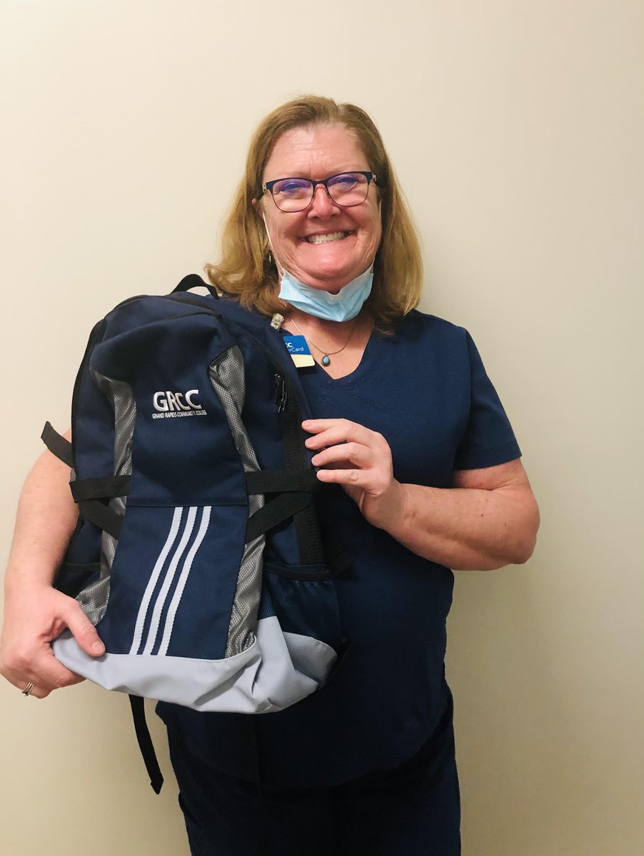 GRCCteach_learn's tweet photo. It's adjunct appreciation week! We caught Nursing adjunct Deb Bates on her way to class to surprise her with some goodies. Thank you to all of adjuncts for all that you do! Please enjoy refreshments around campus this week. https://t.co/VL2cgpKTiP