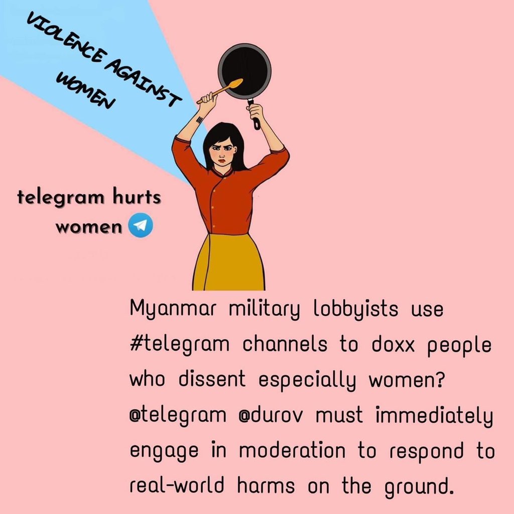 Telegram becomes Myanmar Junta Violence and Propaganda app.Telegram must stop terrorists channels.#TelegramHurtsWomen 
#WhatsHappeningInMyanmar