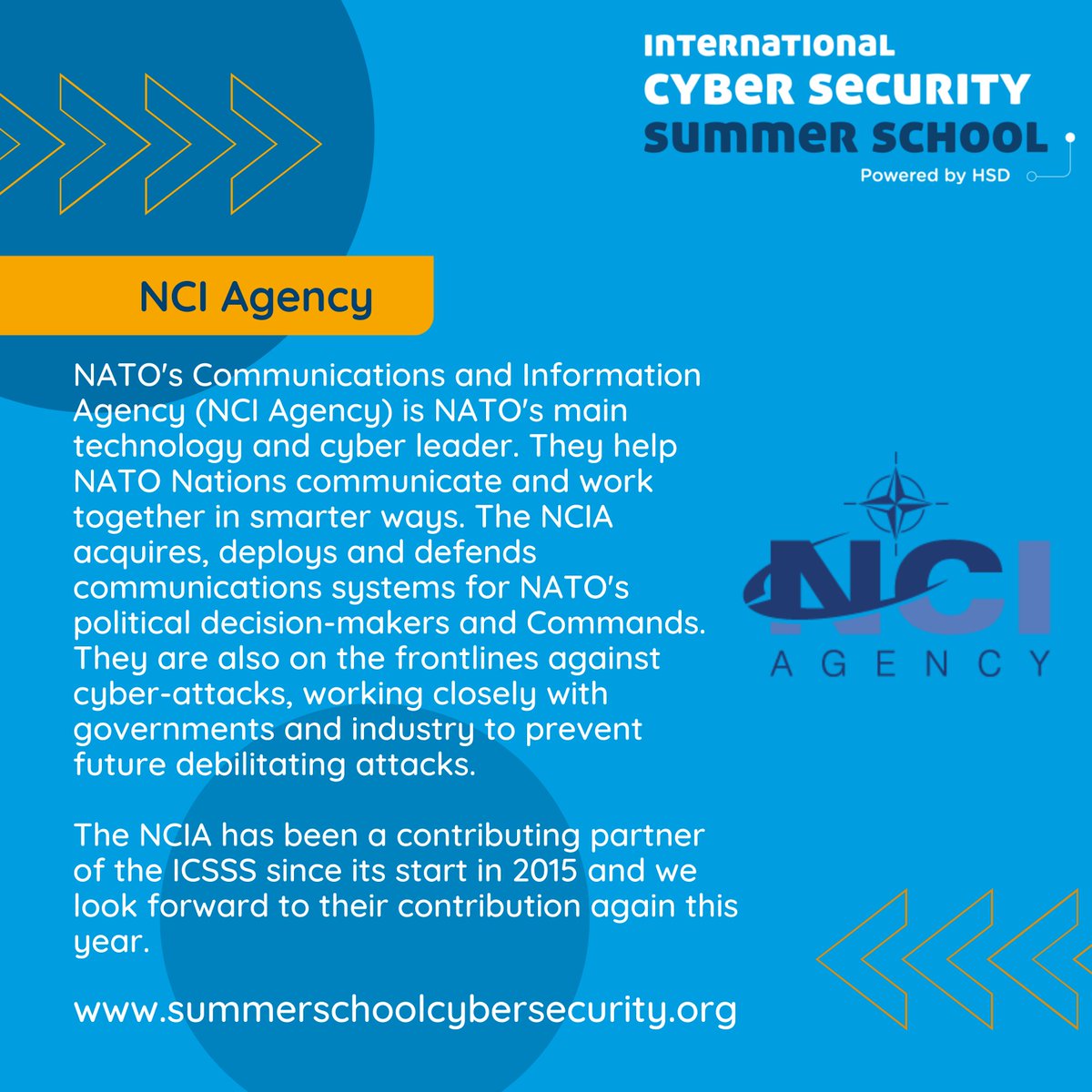 The first contributing partner that we would like to spotlight for the 2022 #ICSSS is <a href="/NCIAgency/">NCIA</a>! 

The #NCIA has contributed to the ICSSS since 2015 and we look forward to hearing from their unique perspective again this year!

#NATO #cyber #cybersecurity #students #master #phd