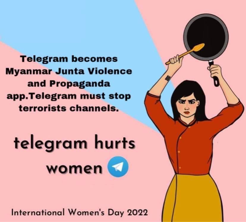Telegram becomes Myanmar Junta Violence and Propaganda app.Telegram must stop terrorists channels.#TelegramHurtsWomen 
#WhatsHappeningInMyanmar