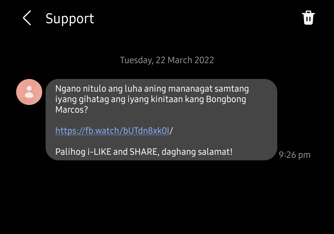 stella_jcn's tweet photo. Wait bakit naka received ako ng text from Support about BBM? Decided na po ako kay Leni mamser. #LetLeniLead #NuevaEcijaIsPink https://t.co/qxnCpeGCVs