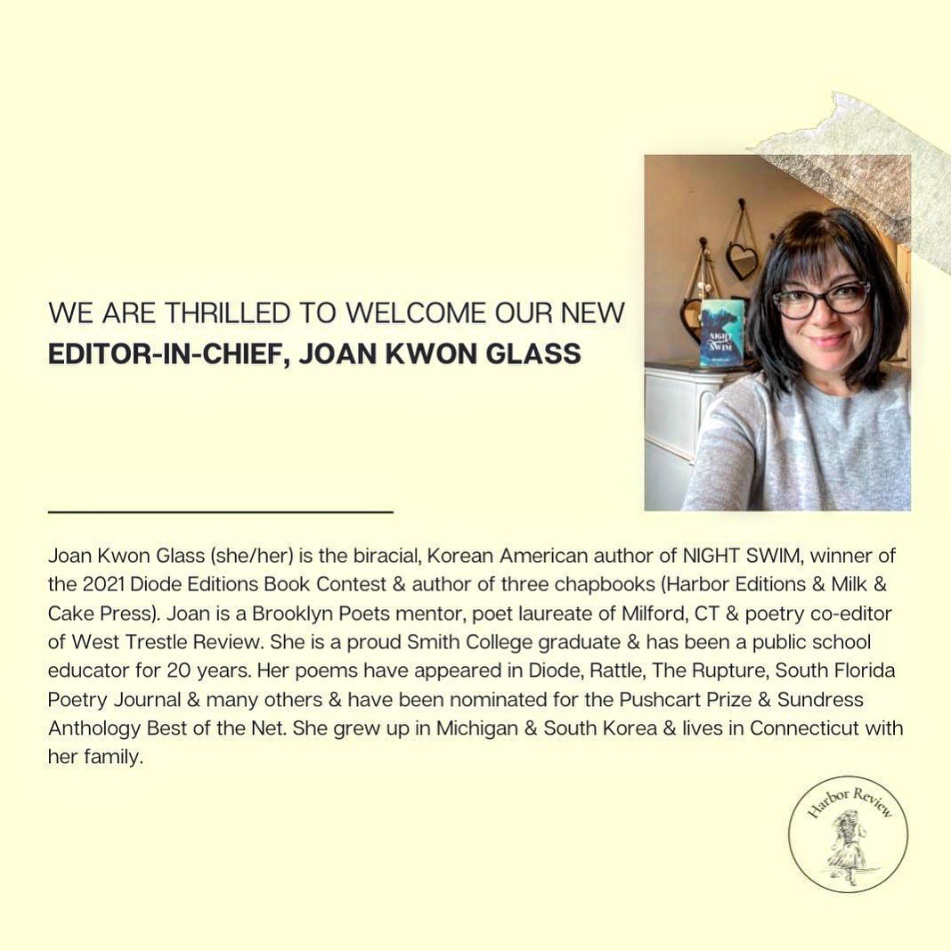 HUGE NEWS! @joanpglass is the new Editor-in-Chief of Harbor Review! ✨🎉💖
Joan’s poetry and commitment to the community will do wonders for us and we hope you follow our journey with Joan at the helm. ✨
•
•
#editorinchief #bignews #poetrymagazine