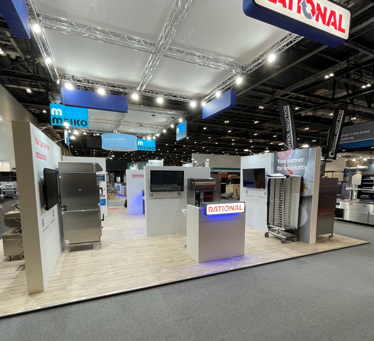 DesignInterlink's tweet image. At @HRC_Event 2022 stand building for @Rational_UK
With thanks to @pressredrentals @hwoodmonster @DPIUKLTD @Showlite for all your assistance. #exhibitions #standbuilder #standdesign #hotel #restaurant #catering
