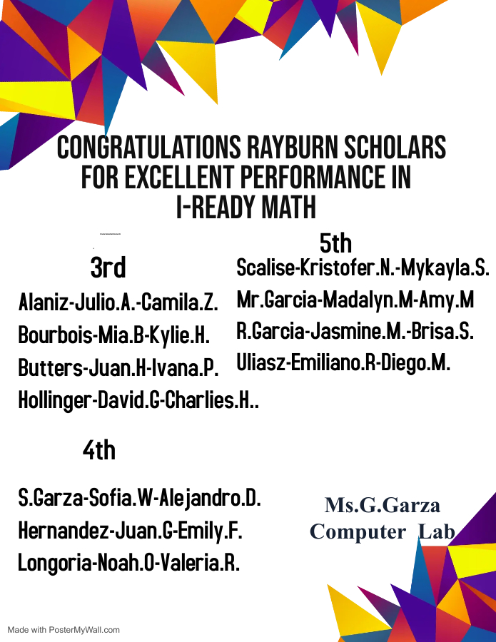 MsGracieGarza's tweet photo. Congratulations 4th Six Weeks Rayburn Scholars!
Keep Up The Good Work!:)@rayburn120 https://t.co/JB4yURnn8y