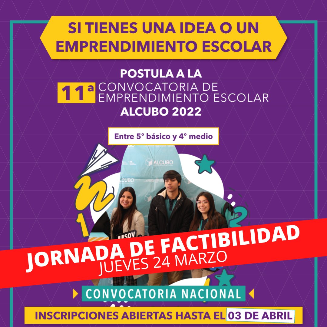 AlCuboPUCV's tweet photo. ¿Tienes dudas sobre nuestra convocatoria?⚡⚡ PARTICIPA EN LA JORNADA DE FACTIBILIDAD DE PROYECTOS 🤩
Acá serás guiado por el encargado de #AlCubo y podrás resolver todas tus dudas sobre la postulación.
NO PIERDAS ESTA OPORTUNIDAD E INSCRÍBETE EN ⏬📲
https://t.co/WjXukE4EE6 https://t.co/9W8ZDnKvAY