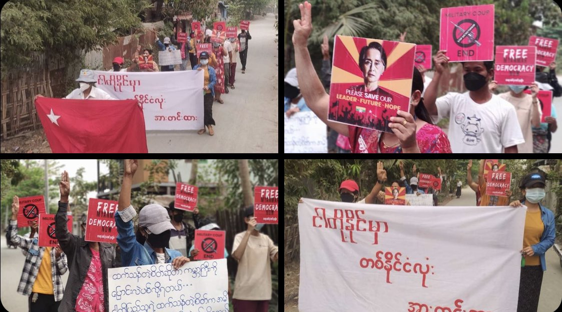 PaingMinLwin2's tweet photo. Pro-democracy residents of Kale, staged a candlelight strike to defy military rules amidst tight security. They vowed to fight the fascist regime.  #ASEAN_StopLegalizingJunta  #ASEAN_StandForDemocracy #2022Mar22Coup #WhatsHappeningInMyanmar https://t.co/9zwt0KNxol