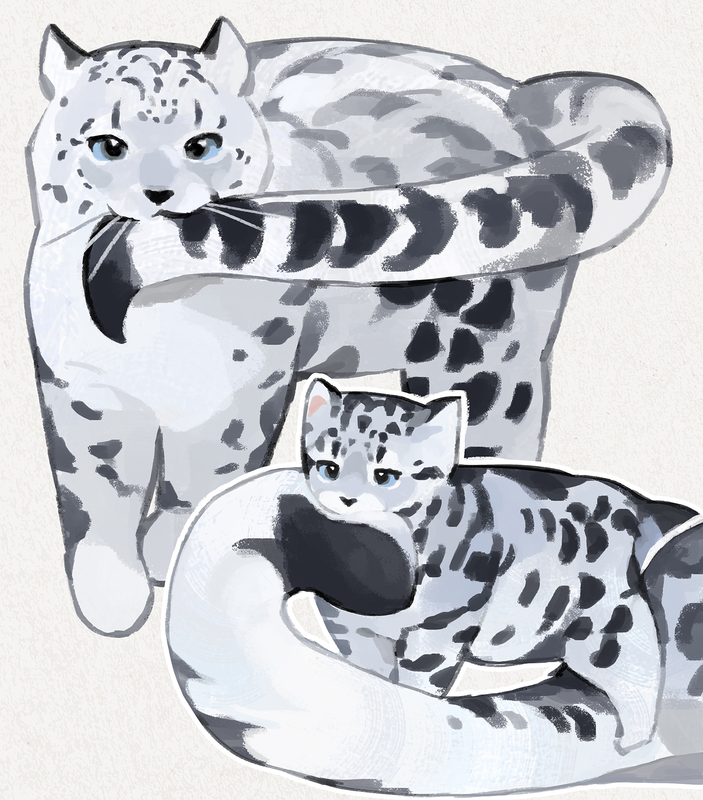 GENTLECAT on Twitter: "Snow Leopard ️ bite the tail for protect mouth ...
