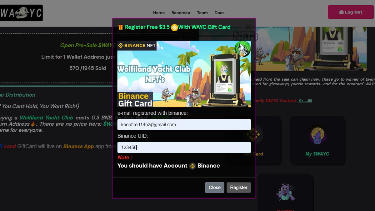 Last Call for Wolfiland Yacht Club Member #WAYC 
you can register your Email to win #binance Gift Card 

Visit and fill the form :
wolfible.com/wayc

<a href="/TheBinanceNFT/">Binance NFT</a> <a href="/binance/">Binance</a> <a href="/cz_binance/">CZ 🔶 BNB</a>