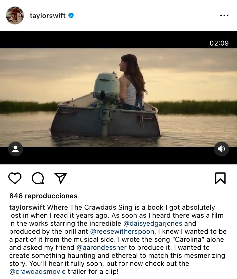 TheSwiftSociety's tweet photo. 🚨| @TaylorSwift13 will release a song called “Carolina” for the movie “Where The Crawdads Sing”! https://t.co/v7KDPJiWMK