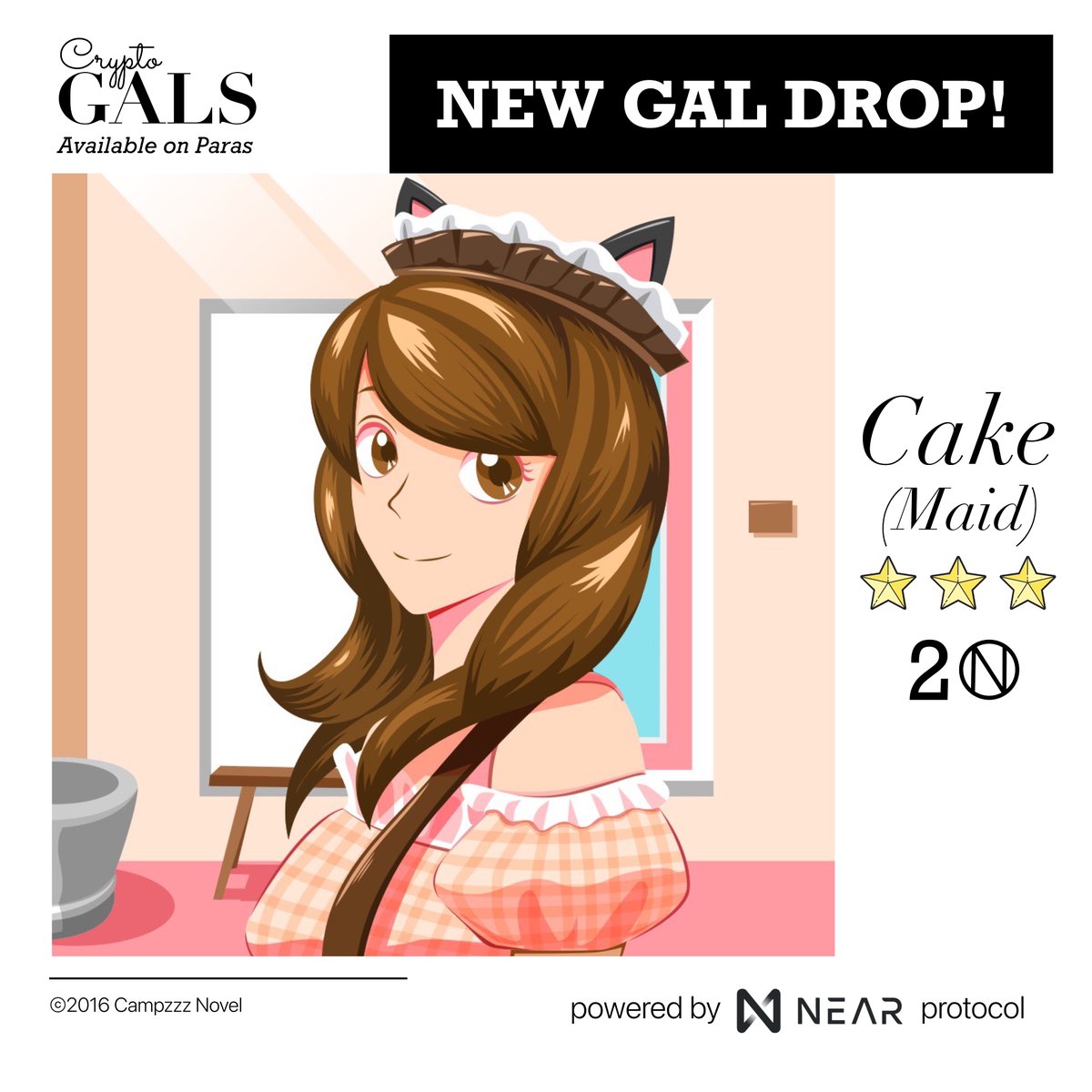 Crypto Gals NEW DROP!
043: Cake (Maid) ⭐️⭐️⭐️
Available on
paras.id/token/x.paras.…
----------
#NFTCommunity #nftcollector #nftthailand #NFTdrop #NFTs #NFT #cryptogals #animenft #animegirl #maidcosplay
