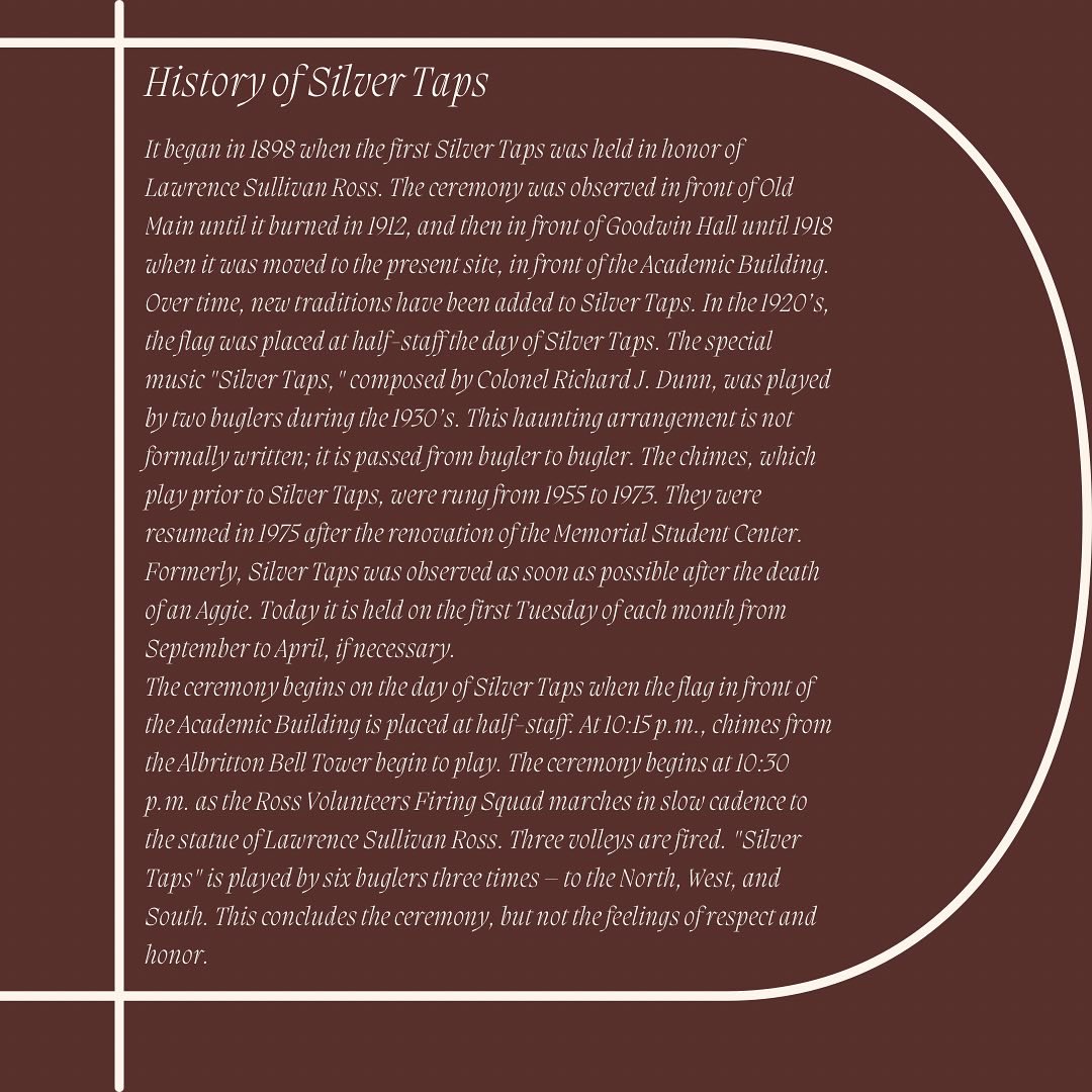Silver Taps is one of the University’s most sacred traditions, no other university in the world honors it’s students this way. Do you have a treasured Silver Taps memory or experience? What is it?