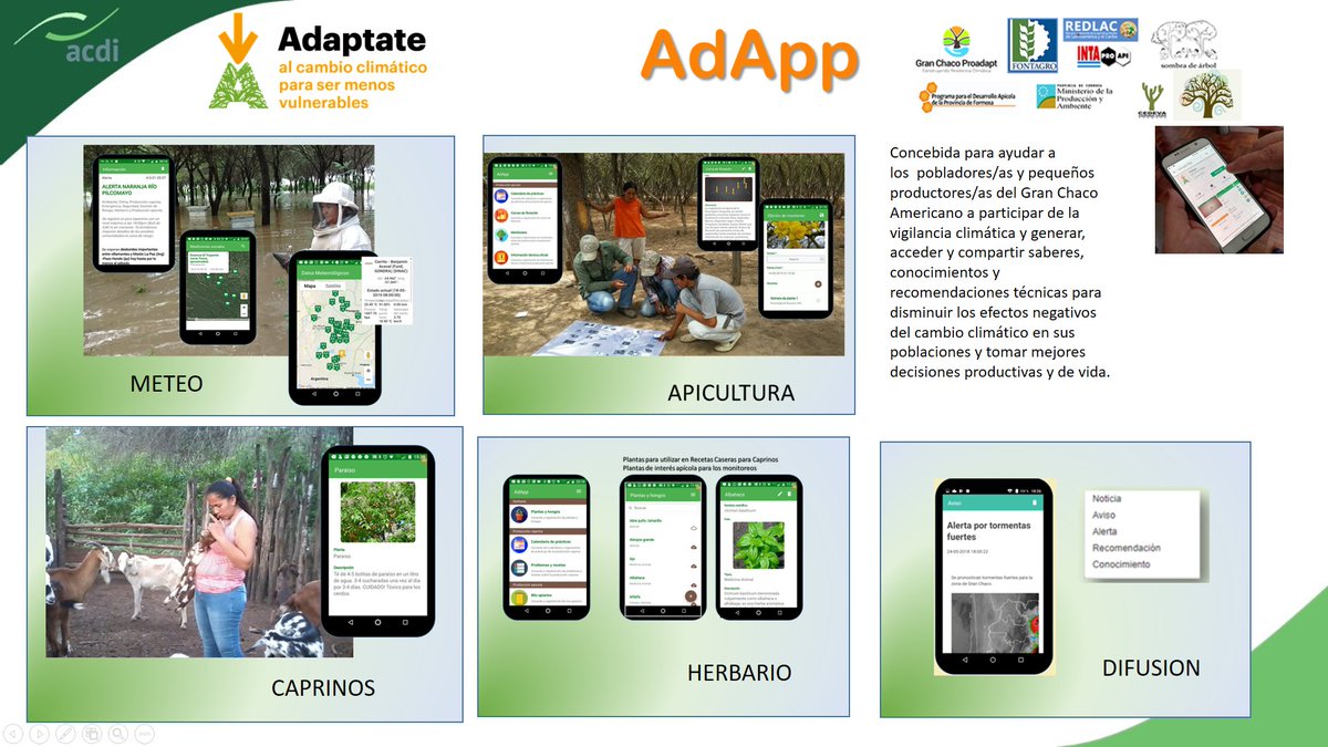ACDIargentina's tweet photo. ¿Conocés #Adapp?
Es una aplicación móvil que creamos en el marco de la iniciativa @ChacoProadapt , a partir de las necesidades planteadas por productores/as del Gran Chaco de proteger sus producciones y compartir conocimientos.
Lee más: https://t.co/wzXtHxWGWK https://t.co/xRtSyYhuV4