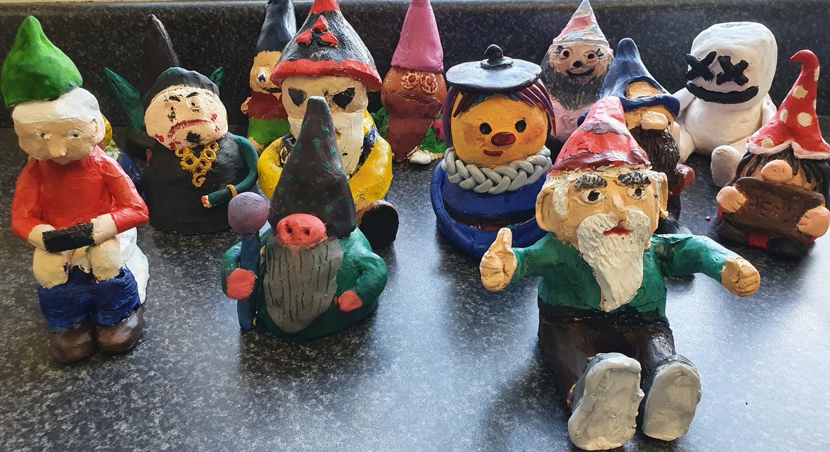 SpeysideART's tweet photo. @PotteryThrow  the S3 students were inspired by your gnomes. We loved the show and love our gnomes. https://t.co/opncbTXiyS