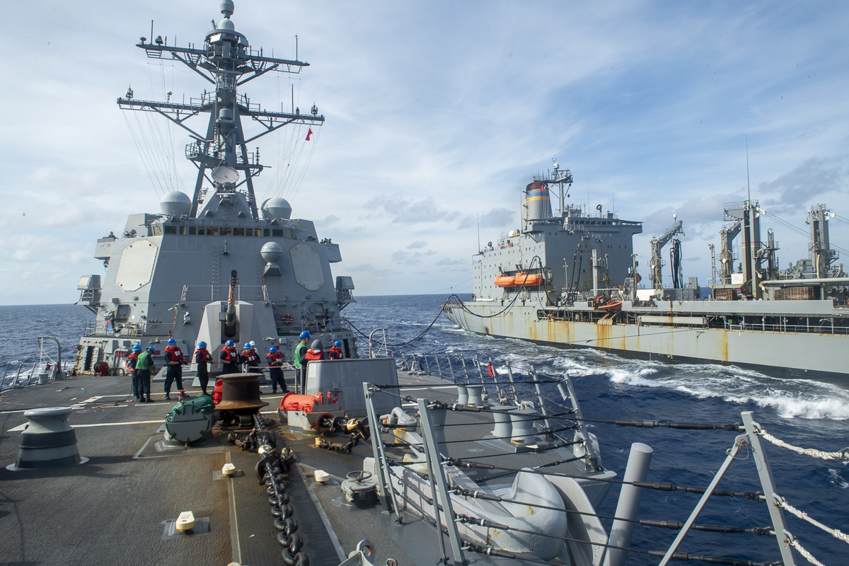 Fueling at sea  🌊 ⚓ 

The #USSSampson (DDG 102) conducts a replenishment-at-sea with the Henry J. Kaiser-class underway replenishment oiler #USNSGuadalupe.

Sampson is on a scheduled deployment in the #US7thFleet area of operations in support of a #FreeAndOpenIndoPacific.