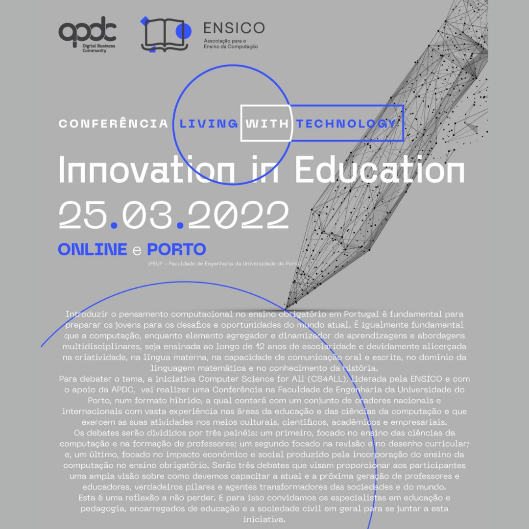 EnsicoPt's tweet image. Sabe onde vão estar os maiores especialistas em educação e computação do mundo?
Consulte o programa e não perca a oportunidade de fazer parte do Movimento #computaçaoparatodos
Inscrição gratuita para assistir presencialmente ou online: forms.gle/E54GfpCrthANCb…