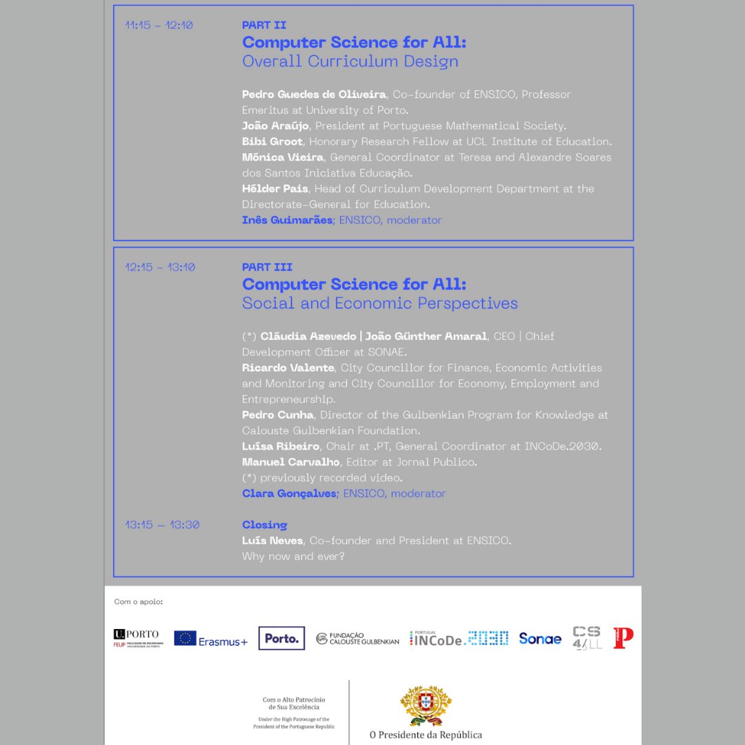 EnsicoPt's tweet image. Sabe onde vão estar os maiores especialistas em educação e computação do mundo?
Consulte o programa e não perca a oportunidade de fazer parte do Movimento #computaçaoparatodos
Inscrição gratuita para assistir presencialmente ou online: forms.gle/E54GfpCrthANCb…