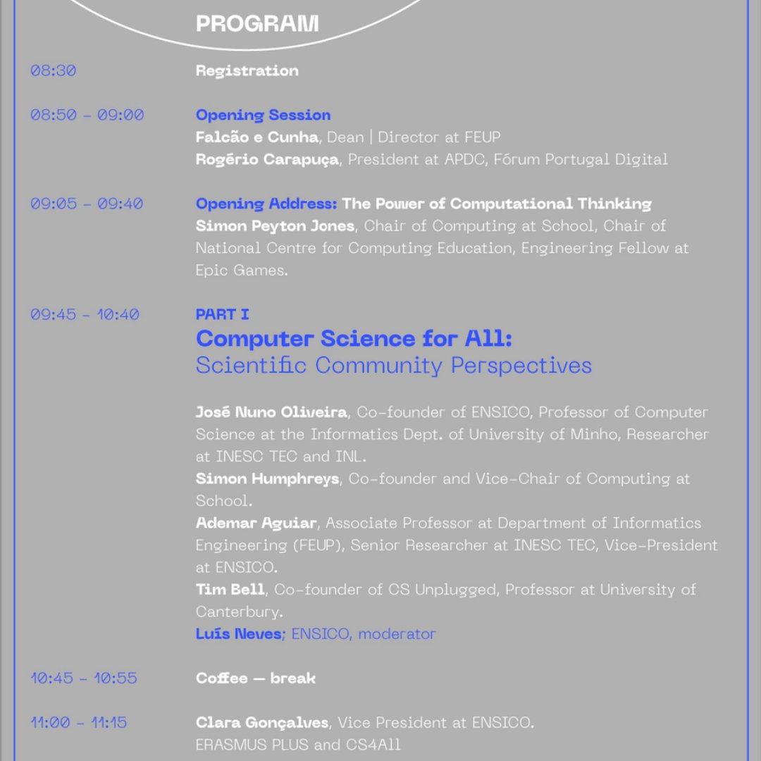 EnsicoPt's tweet image. Sabe onde vão estar os maiores especialistas em educação e computação do mundo?
Consulte o programa e não perca a oportunidade de fazer parte do Movimento #computaçaoparatodos
Inscrição gratuita para assistir presencialmente ou online: forms.gle/E54GfpCrthANCb…