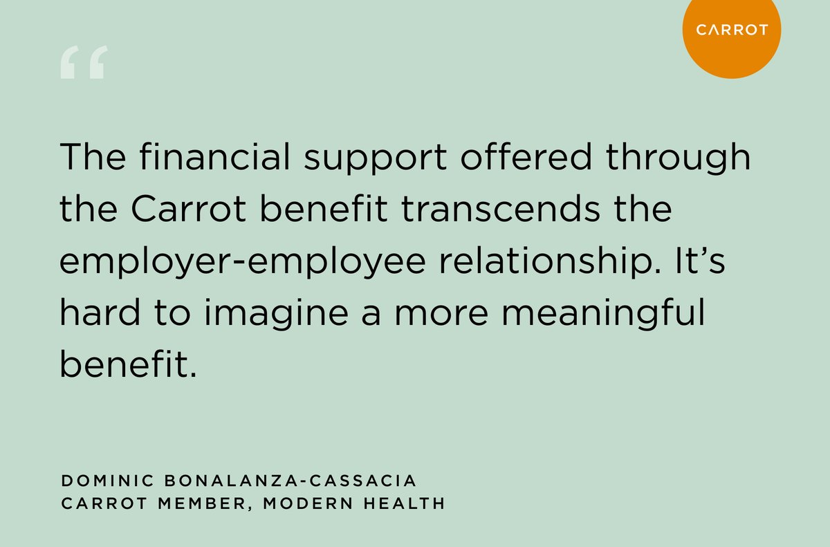 Modern Health sought out an inclusive fertility benefit that would support employees like Dominic, who hoped to pursue a gestational carrier journey. 

Read about why Carrot was the right choice: ow.ly/9qjY50Ipc0M

#employeehealth #HR #employeebenefits