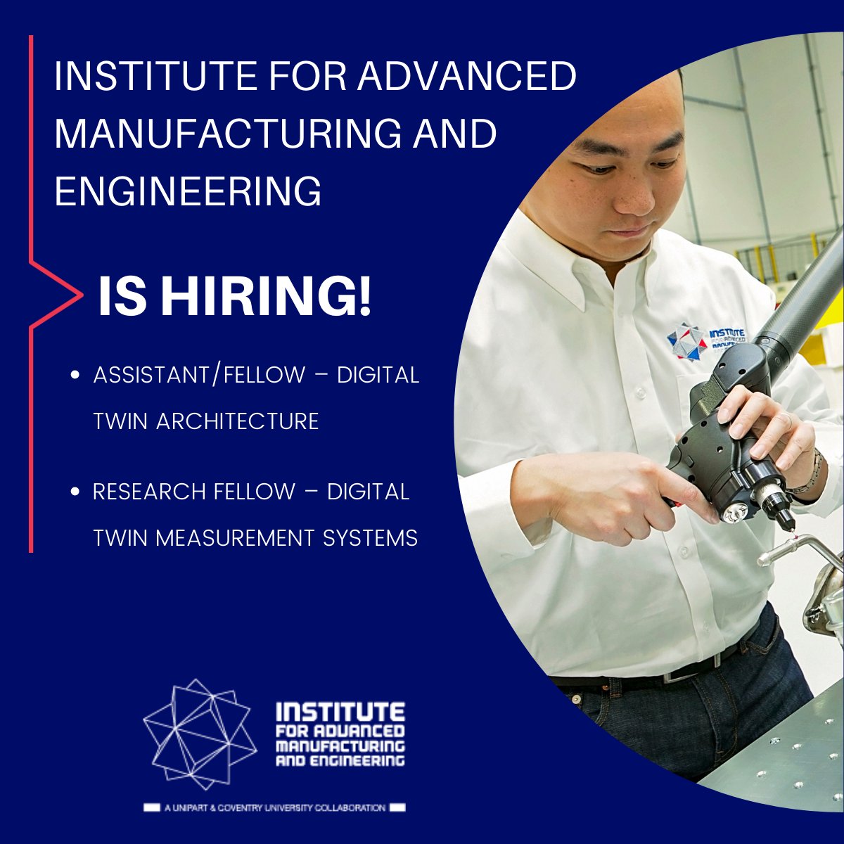 Unipart Manufacturing (@unipartmfg) on Twitter photo Looking for a career in #Digital #Manufacturing? Our <a href="/ame_uk/">AME</a> is #hiring !
> Research Fellow–Digital Twin Measurement Systems
Apply here: bit.ly/3qks2Jp
> Assistant/Fellow–Digital Twin Architecture
Apply here: bit.ly/3qnHNj7
#digitalmanufacturing #opportunity Looking for a career in #Digital #Manufacturing? Our <a href="/ame_uk/">AME</a> is #hiring !
> Research Fellow–Digital Twin Measurement Systems
Apply here: bit.ly/3qks2Jp
> Assistant/Fellow–Digital Twin Architecture
Apply here: bit.ly/3qnHNj7
#digitalmanufacturing #opportunity