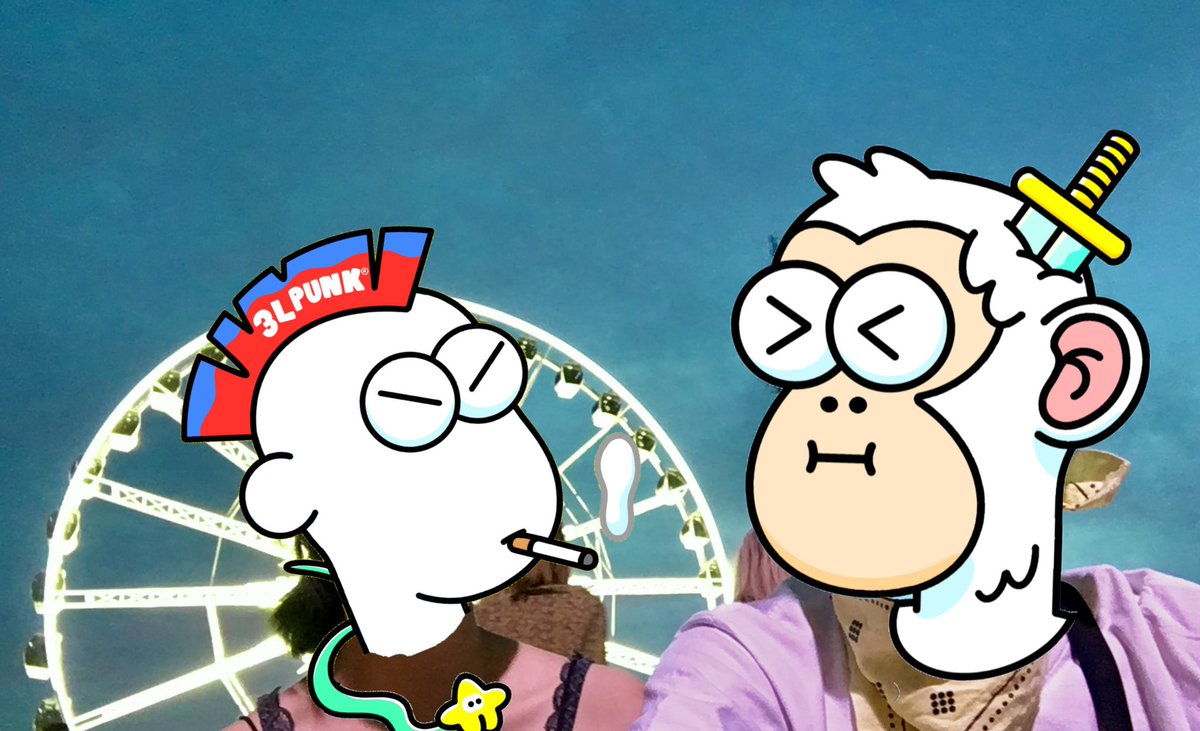 R1mk0_nft's tweet photo. Marriage? Adventure! Honeymoon? To the moon!🚀

The Coachella Valley Music and Arts Festival 🎡 w/ @3landersNFT @3landboy 결혼은 모험😉 #WheresMy3Lander https://t.co/zGcYR7nIqu
