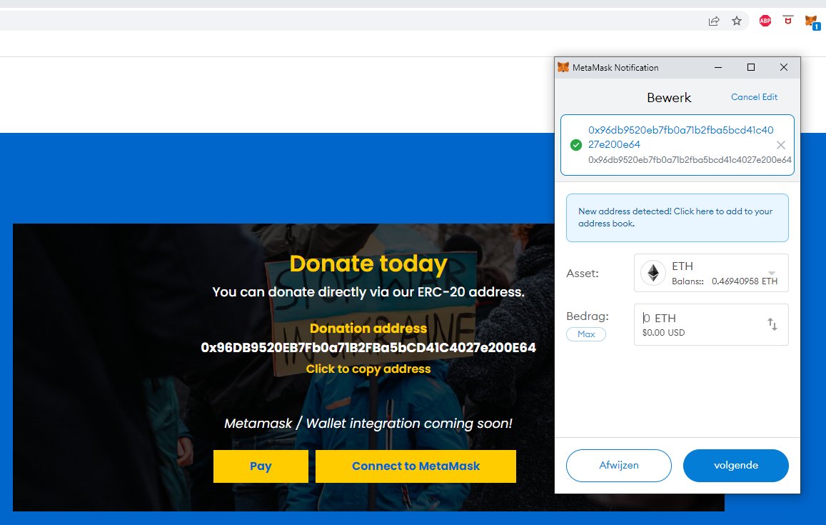 URCT_io's tweet photo. First steps of our #metamask integration with our #donation address. After this we will proceed with the development of our donation platform. Our #charities will accept 100's of #altcoins over multiple chains. After metamask, we will add other wallets! https://t.co/ES8C0oseLA