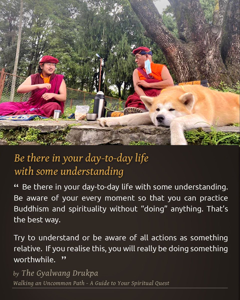 Drukpa's tweet photo. Be there in your day-to-day life with some understanding.
#WalkingAnUncommonPath
#UncommonPath #Spirituality #DrukpaQuotes #Drukpa #Understanding #DaytoDayLife #Awareness #Buddhism #RelativeTruth https://t.co/xHjmHFOR6s