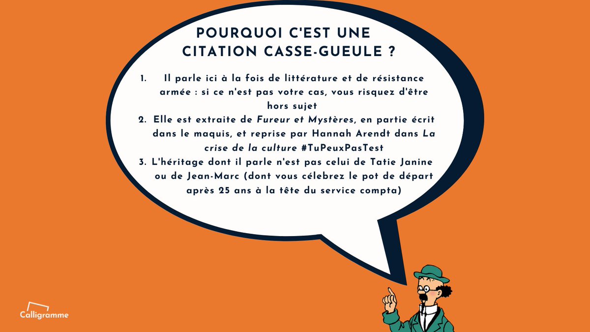 emmargillac's tweet photo. #citationdumardi  
Vous aussi vous en avez assez des citations apocryphes de Bill Gates ? Ou vous vous demandez comment citer quelqu’un sans faux pas ? On vous explique comment faire avec l'aide de René Char. Parce que citer c'est bien mais bien citer c'est mieux!
#communication https://t.co/eeX4zMCZbR