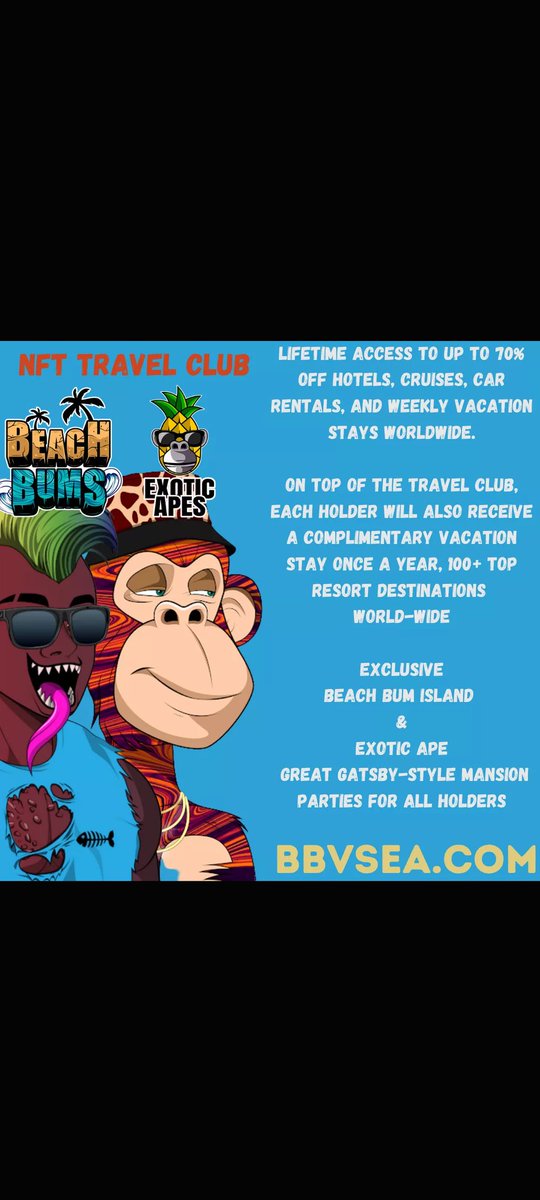 AaronSt73753780's tweet photo. @KlondikeNFT https://t.co/e3cQBKsu7Z
That already exists here! Buy a Bum exclusive access to Island Party Buy an Ape exclusive access to Mansion Party https://t.co/1voWXCwwDB
