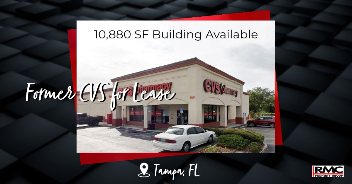 RMC_PG's tweet photo. 10,880 SF building available with abundant parking and highway pylon signs in #Tampa, #FL. Former CVS across from Busch Gardens just East of Interstate 275, the main highway traveled through Tampa. Interested? 📞 Kerri @ 813.712.3062. #CRE #Lease #RMCPG https://t.co/erXYoaM72j