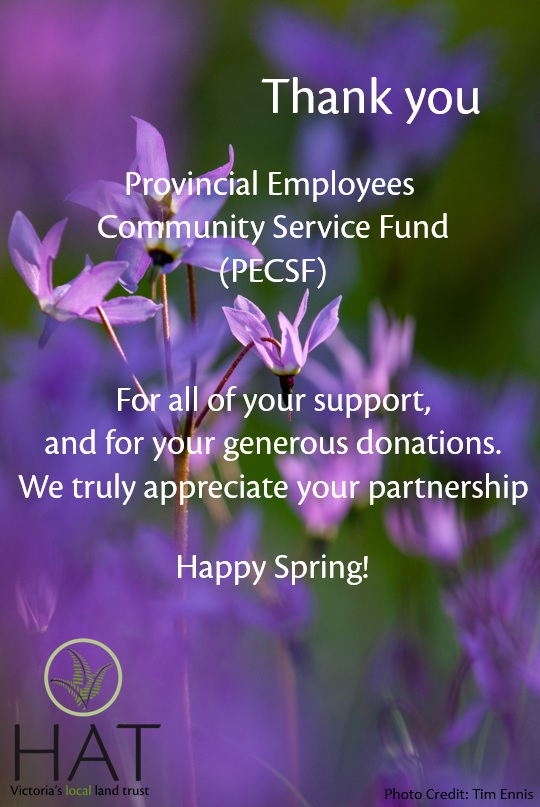 HabitatAcqTrust's tweet photo. Very Special #ThankYou to the Provincial Employees Community Service Fund (#PECSF) for their Spring Donation. If you work for the province (of BC) & want to support #habitat #stewardship, talk to your HR rep. #Happy #Spring 🌱 https://t.co/lb3LUNLudx