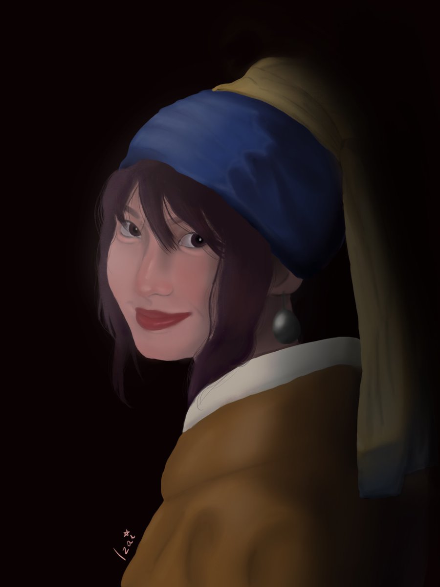 perseblossom's tweet photo. I'm so proud of this drawing ✊🏻😔
. 
. 
Twice Momo as 'Girl with a pearl earring'

#twice #KPOP #momo #fanart #once #JYP #digitalart https://t.co/BTlQFSWxwI