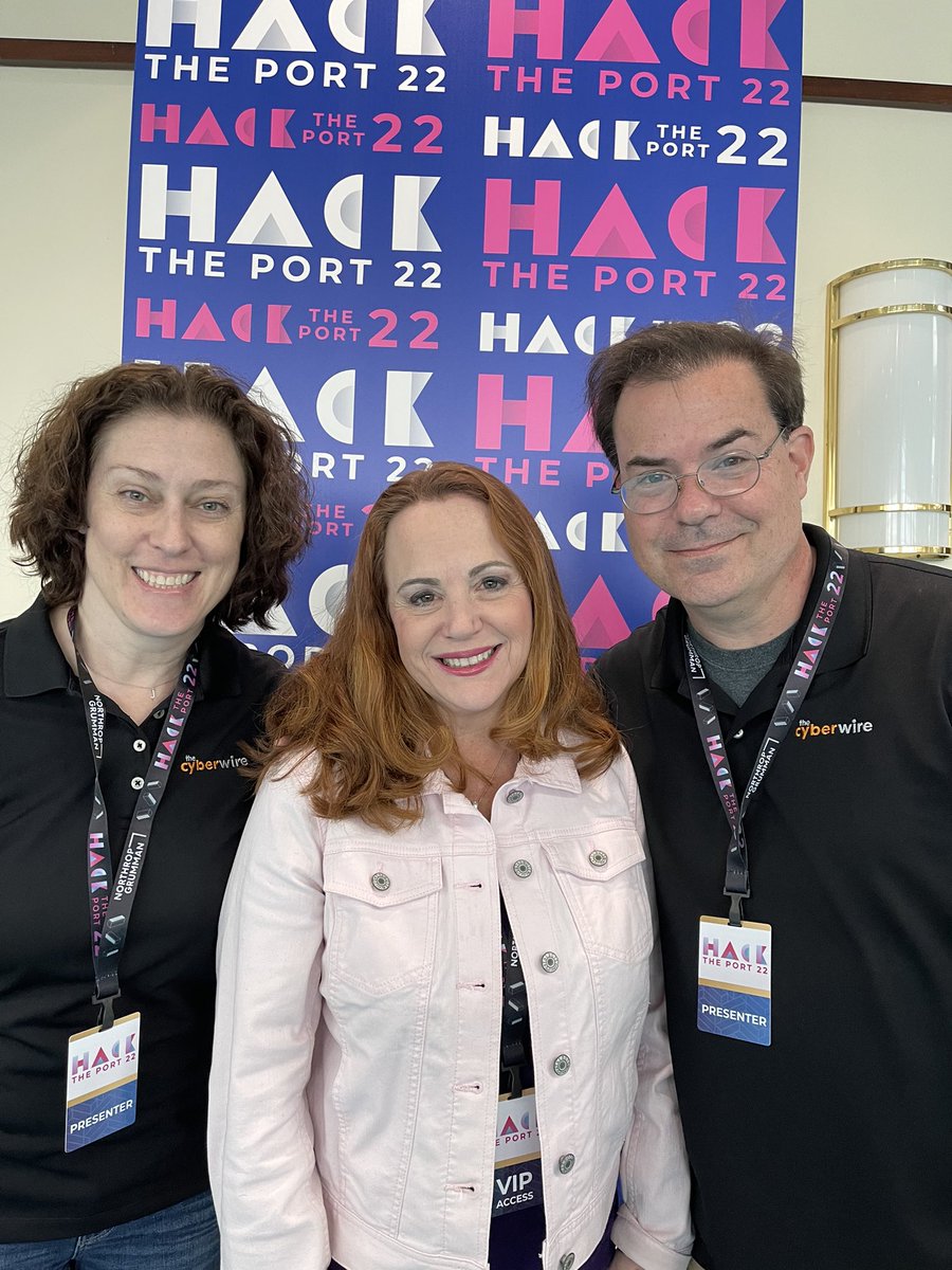 thecyberwire's tweet photo. Some of our team is at #HackthePort by @MISI_2018 & @US_CYBERCOM. We saw one of our fav #womenincybersecurity @dm_janosek as we prepared for our session. @bittner https://t.co/sjeIXlavJU