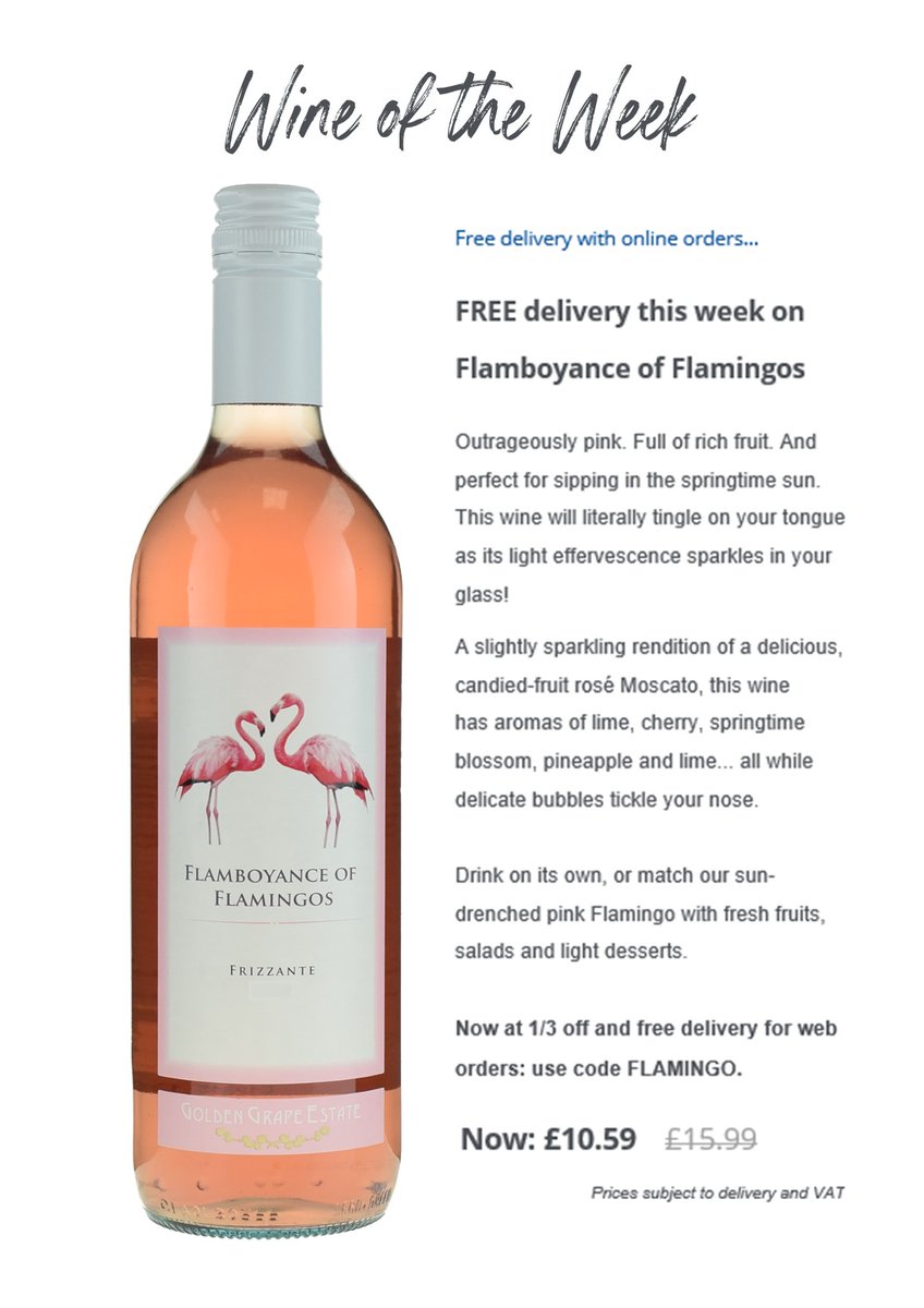 WINE OF THE WEEK! Flamingos, with a Twist! 🦩
Best-selling Flamboyance of Flamingos is now available on our website. 
Just add a bottle to your online order, enter code FLAMINGO at the checkout and have your entire wine order shipped for free... pieroth.co.uk/products/flamb…
