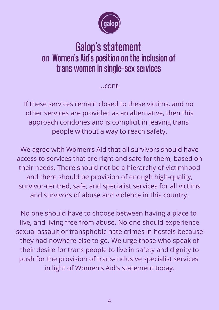 GalopUK's tweet photo. Galop's statement on Women’s Aid's position on the inclusion of trans women in single-sex services.

https://t.co/zKTxoOZZAf https://t.co/2ftb7wAz5p