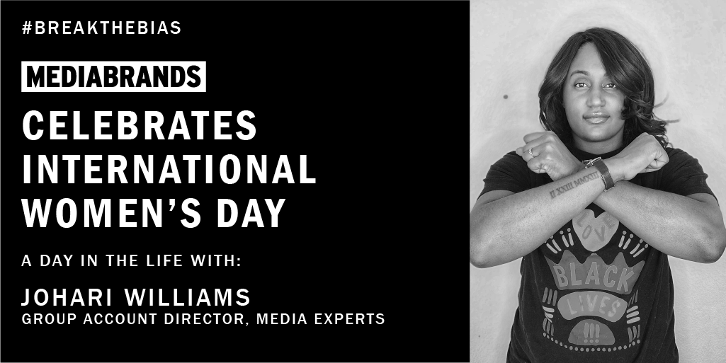 Our next “day in the life” story is from Johari Williams, Group Account Director at Media Experts Canada. Visit our Instagram to hear from Johari: bit.ly/3JDUYEc
 #BreaktheBias #InternationalWomensDay2022 #WomensHistoryMonth