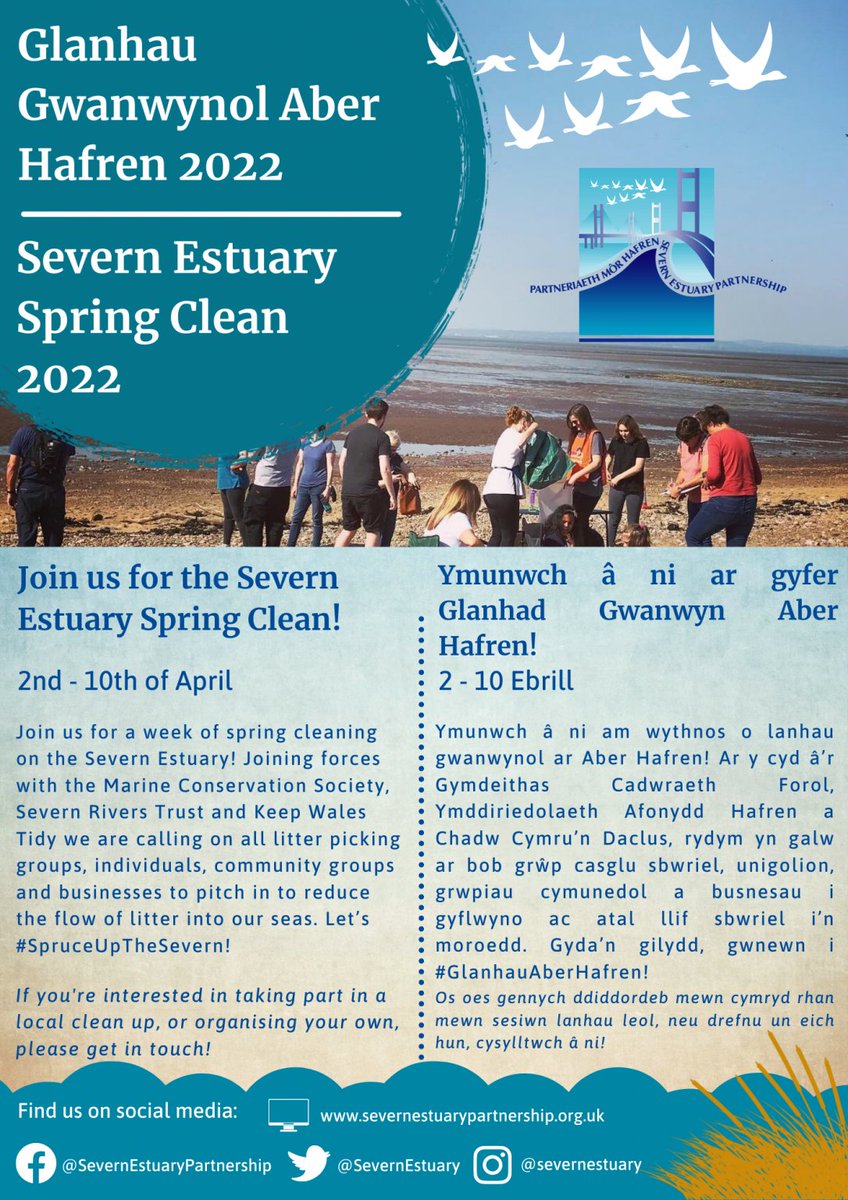 Join the @SevernEstuary Partnership team between 25 March and 10 April 2022 for a week of spring cleaning on the Severn Estuary! 

They're calling on you to pitch in to reduce the flow of litter into our seas and  #SpruceUpTheSevern. 

Learn more at: bit.ly/3JwA21R