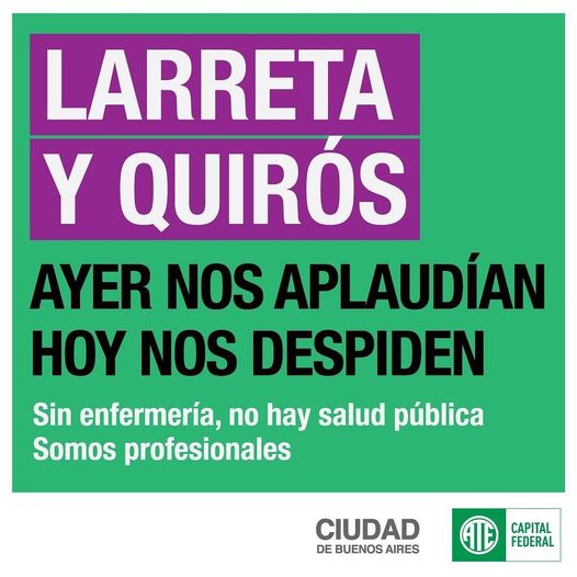 ATECapitalOk's tweet photo. ❌Ayer nos aplaudían y hoy nos despiden.
       Sin enfermería, no hay salud.
#Larretayquirossonresponsables https://t.co/8SMaBIWwwv