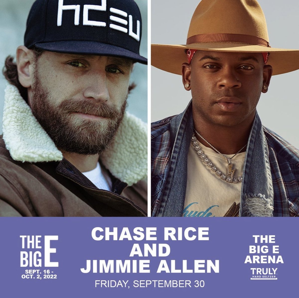 NECntryMusic's tweet photo. BREAKING NEWS: @ChaseRiceMusic and @JimmieAllen to play at @TheBigEFair on September 30th.

Tickets on sale Friday at 10AM. https://t.co/ScM02mpeDW