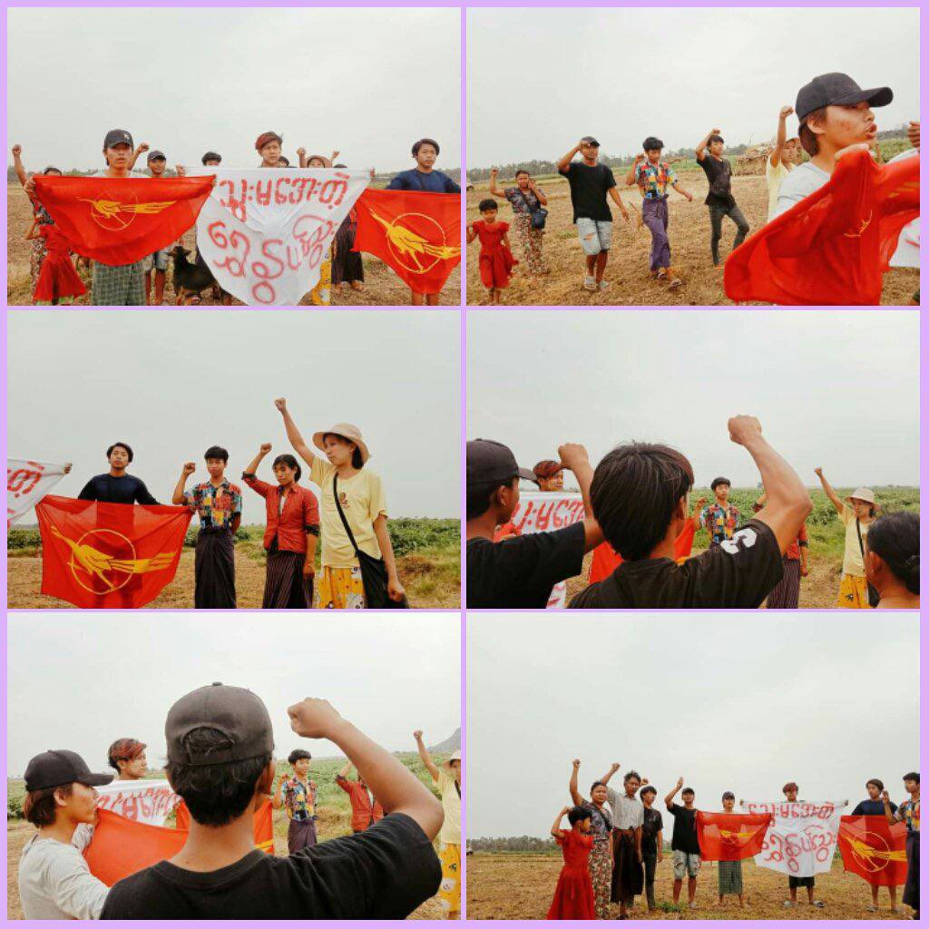 ChanEiPhyo1's tweet photo. Youths in Bein Nwe Chaung village,Yinmarpin Tsp,Sagaing made a guerrilla style protest in defiance of SAC. #ASEAN_StopLegalizingJunta #2022Mar23Coup #WhatsHappeningInMyanmar https://t.co/yJNLbJ9jxp