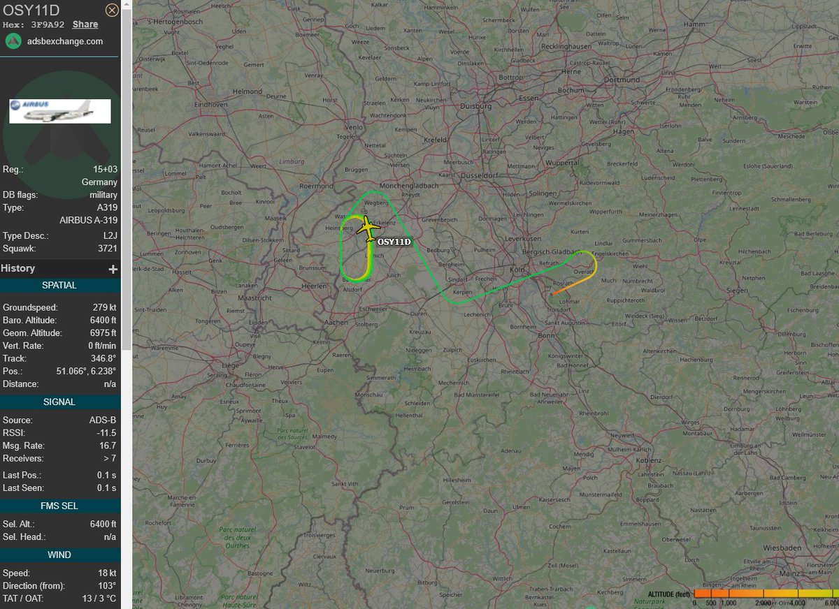 5472_nde's tweet photo. OSY11D 15+03 #GermanAF A319 airborne with #OpenSkies callsign Koln area. 1411z @steffanwatkins https://t.co/mXhEmlbnoU