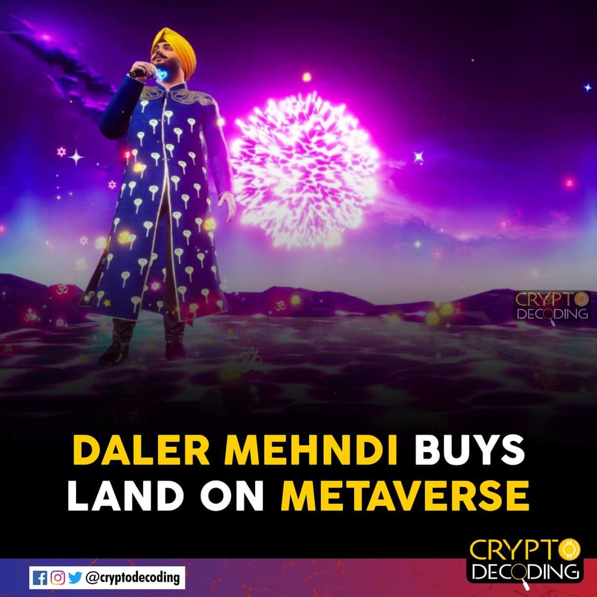 cryptodecoding_'s tweet photo. Daler Mehendi buys a space in the Metaverse for an undisclosed amount and it is called Balle Balle Land (BBL)...

#CryptoDecoding https://t.co/qkuaRYBooF
