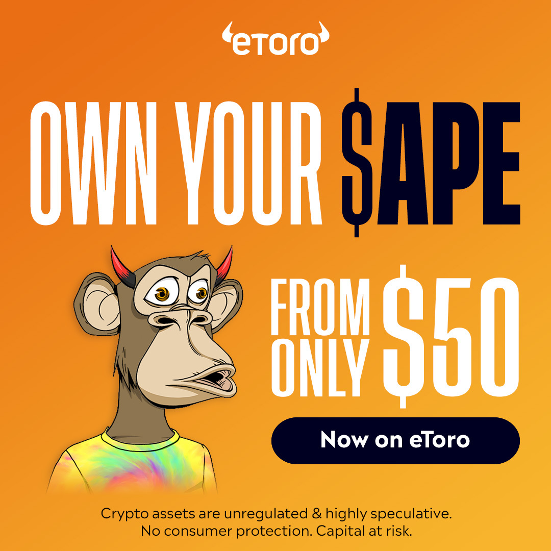 eToro's tweet photo. It’s new and it’s on eToro!
Own an APECOIN before everyone else 🐒