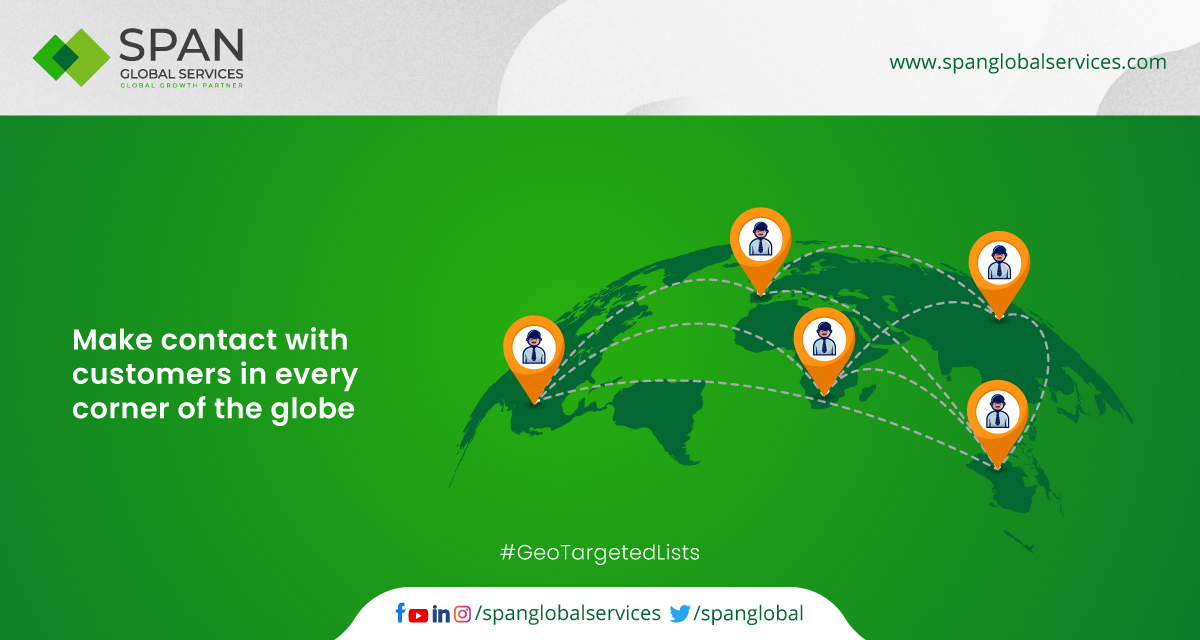 spanglobal's tweet photo. Do not let geographical limitations hinder the outreach of your business. Partner with Span Global Services to reach out to prospects all across the world. https://t.co/xpF7MO6dDS #GeoTargeted #GeoTargetedMarketing #B2BEmailList #Marketing #EmailMarketing #SpanGlobalServices https://t.co/RzZxgOrEW2