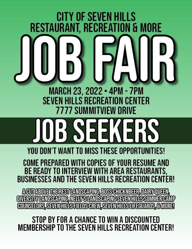 Job Fair tomorrow evening at the Recreation Center! 4pm - 7pm in the gym. Bring plenty of copies of your resume.
