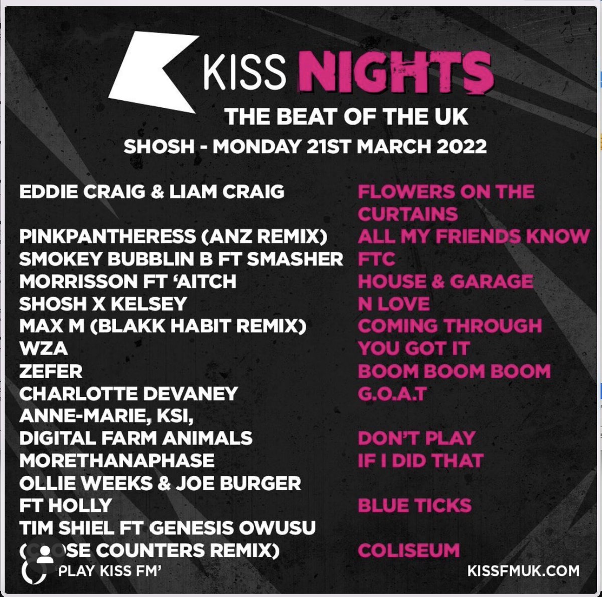 A big thank you to <a href="/Shosh_ukG/">SHOSH</a> for playing @MaxMProd  #ComingThrough <a href="/blakkhabitmusic/">Blakk Habit</a> remix last night on @KissFMUK 🔥