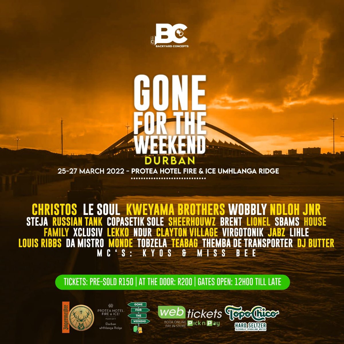 LEKKO_SA's tweet photo. As we countdown to being GONE FOR THE WEEKEND  😃 here’s a peak of the official line-up 🙂. Let’s create a movie this weekend 🎥. Lights, camera, action 🎬😎. Don’t forget to purchase your pre-sold tickets online 😉:

https://t.co/oM95hWTdoC

#GoneForTheWeekend ✈️🎒🧳🏖🍹 https://t.co/yEnkIGQujg