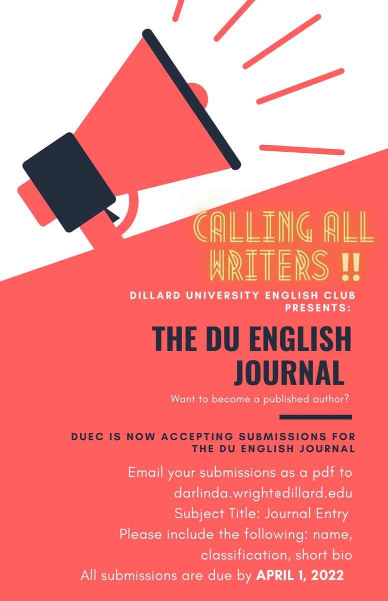 ‼️ATTENTION, DU WRITERS‼️
Your English Club has an amazing opportunity for you to be PUBLISHED! (yes, published!) in our English Journal. We are now accepting submissions so tell a writer to tell a writer and submit now! More info below on how to submit 🤩🎊